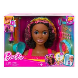 Mattel HMD79 Barbie Neonově duhová česací hlava - Černoška